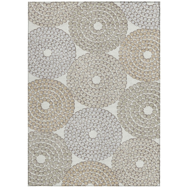 Homeroots 3' Artichoke Green And Brown Geometric Washable Area Rug For Indoor And Outdoor Spaces, Durable Design 9' X 12' Polyester 591955