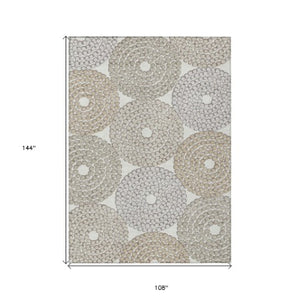 Homeroots 3' Artichoke Green And Brown Geometric Washable Area Rug For Indoor And Outdoor Spaces, Durable Design 9' X 12' Polyester 591955