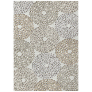 HomeRoots 9' Contemporary Geometric Washable Area Rug in Ivory, Brown, and Gray for Indoor & Outdoor Use 9' X 12' 591955