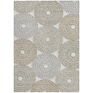Homeroots 3' Artichoke Green And Brown Geometric Washable Area Rug For Indoor And Outdoor Spaces, Durable Design 10' X 14' Polyester 591956