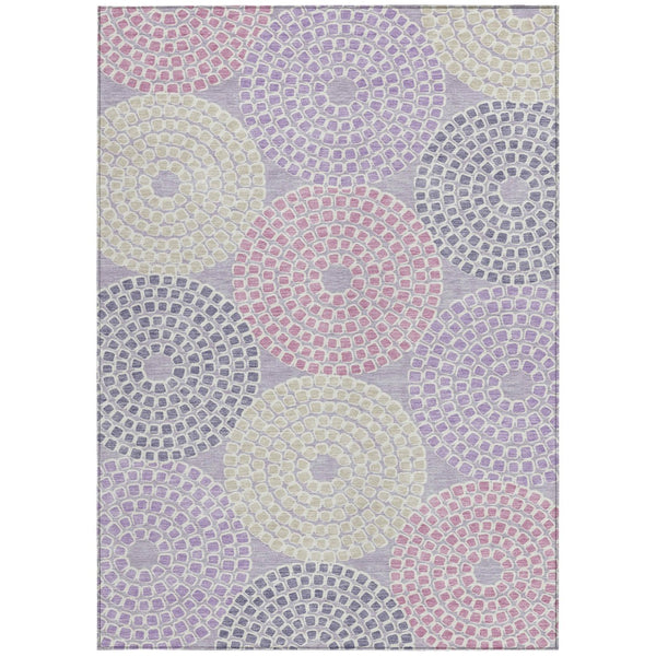 Homeroots 3' Artichoke Green And Brown Geometric Washable Area Rug For Indoor And Outdoor Spaces, Durable Design 5' X 8' Polyester 591958