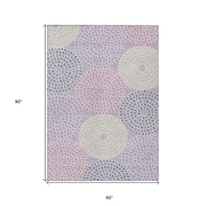 Homeroots 3' Artichoke Green And Brown Geometric Washable Area Rug For Indoor And Outdoor Spaces, Durable Design 5' X 8' Polyester 591958