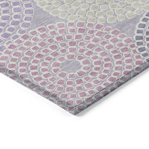 Homeroots 3' Artichoke Green And Brown Geometric Washable Area Rug For Indoor And Outdoor Spaces, Durable Design 5' X 8' Polyester 591958