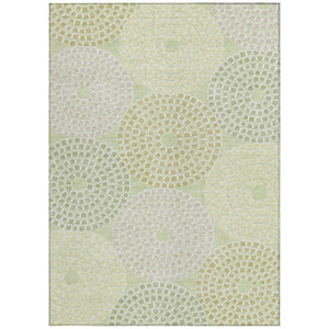 Homeroots 3' Artichoke Green And Brown Geometric Washable Area Rug For Indoor And Outdoor Spaces, Durable Design 5' X 8' Polyester 591964