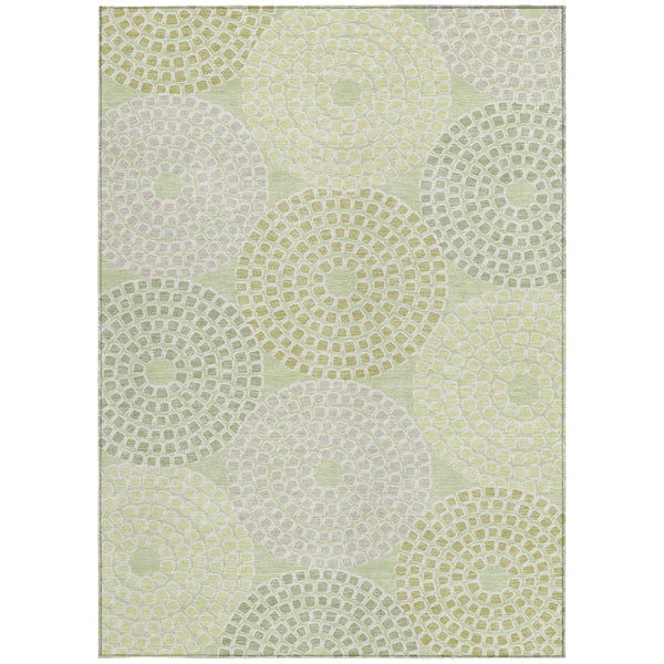 Homeroots 3' Artichoke Green And Brown Geometric Washable Area Rug For Indoor And Outdoor Spaces, Durable Design 5' X 8' Polyester 591964
