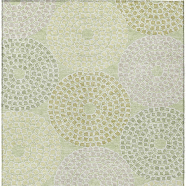 Homeroots 3' Artichoke Green And Brown Geometric Washable Area Rug For Indoor And Outdoor Spaces, Durable Design 5' X 8' Polyester 591964