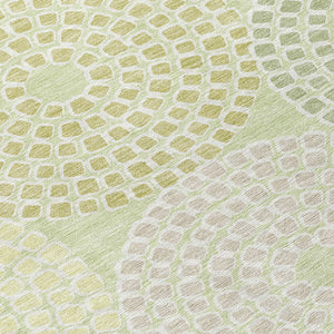 Homeroots 3' Artichoke Green And Brown Geometric Washable Area Rug For Indoor And Outdoor Spaces, Durable Design 5' X 8' Polyester 591964