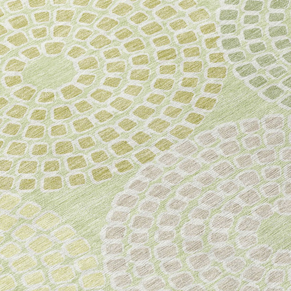 Homeroots 3' Artichoke Green And Brown Geometric Washable Area Rug For Indoor And Outdoor Spaces, Durable Design 5' X 8' Polyester 591964