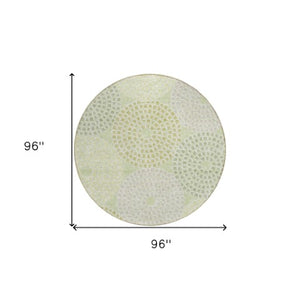 Homeroots 3' Artichoke Green And Brown Geometric Washable Area Rug For Indoor And Outdoor Spaces, Durable Design 8' Round Polyester 591965