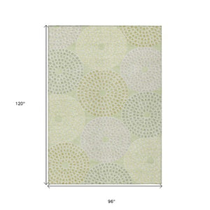 Homeroots 3' Artichoke Green And Brown Geometric Washable Area Rug For Indoor And Outdoor Spaces, Durable Design 8' X 10' Polyester 591966