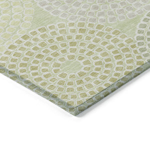 Homeroots 3' Artichoke Green And Brown Geometric Washable Area Rug For Indoor And Outdoor Spaces, Durable Design 8' X 10' Polyester 591966