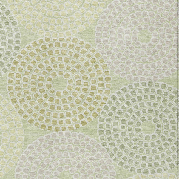 Homeroots 3' Artichoke Green And Brown Geometric Washable Area Rug For Indoor And Outdoor Spaces, Durable Design 8' X 10' Polyester 591966