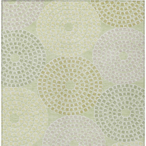 Homeroots 3' Artichoke Green And Brown Geometric Washable Area Rug For Indoor And Outdoor Spaces, Durable Design 10' X 14' Polyester 591968