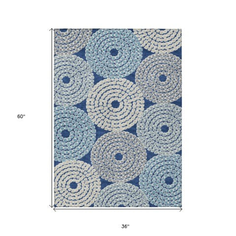 Homeroots 3' Artichoke Green And Brown Geometric Washable Area Rug For Indoor And Outdoor Spaces, Durable Design 3' X 5' Polyester 591969