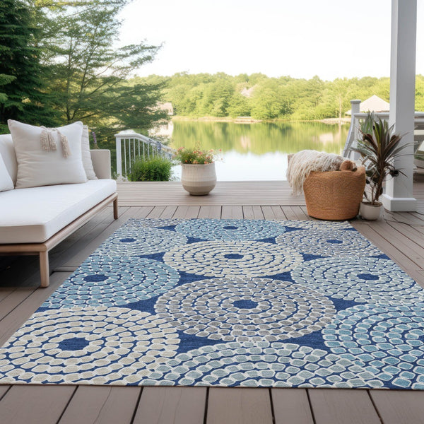 Homeroots 3' Artichoke Green And Brown Geometric Washable Area Rug For Indoor And Outdoor Spaces, Durable Design 3' X 5' Polyester 591969