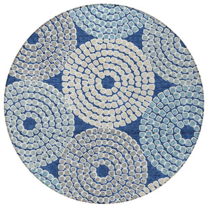 Homeroots 3' Artichoke Green And Brown Geometric Washable Area Rug For Indoor And Outdoor Spaces, Durable Design 8' Round Polyester 591971