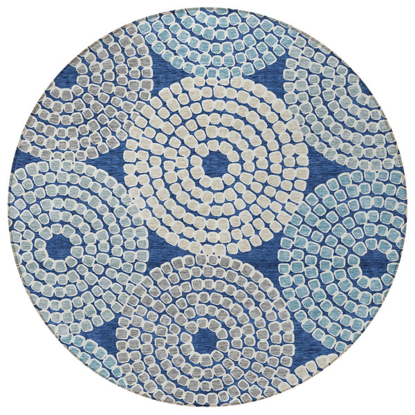 Homeroots 3' Artichoke Green And Brown Geometric Washable Area Rug For Indoor And Outdoor Spaces, Durable Design 8' Round Polyester 591971