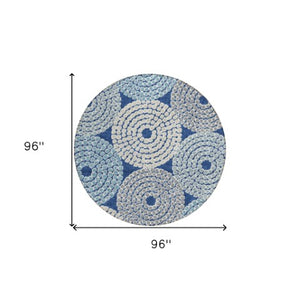 Homeroots 3' Artichoke Green And Brown Geometric Washable Area Rug For Indoor And Outdoor Spaces, Durable Design 8' Round Polyester 591971