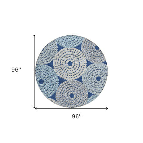 Homeroots 3' Artichoke Green And Brown Geometric Washable Area Rug For Indoor And Outdoor Spaces, Durable Design 8' Round Polyester 591971