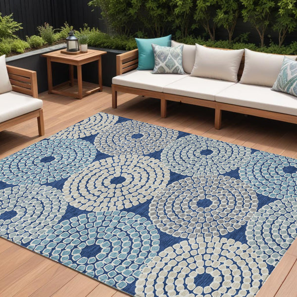 Homeroots 3' Artichoke Green And Brown Geometric Washable Area Rug For Indoor And Outdoor Spaces, Durable Design 9' X 12' Polyester 591973