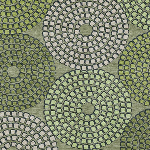 Homeroots 3' Artichoke Green And Brown Geometric Washable Area Rug For Indoor And Outdoor Spaces, Durable Design 3' X 5' Polyester 591975