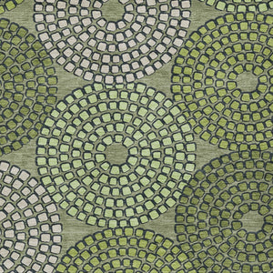 Homeroots 3' Artichoke Green And Brown Geometric Washable Area Rug For Indoor And Outdoor Spaces, Durable Design 8' X 10' Polyester 591978