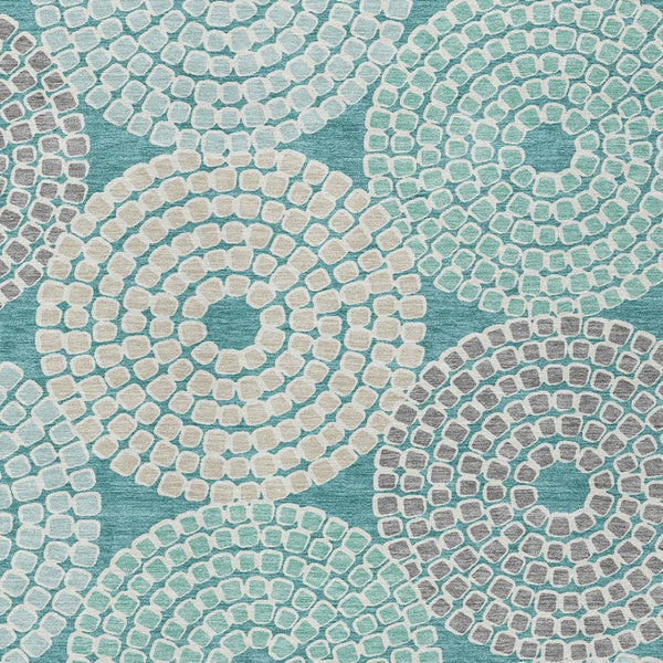 Homeroots 3' Artichoke Green And Brown Geometric Washable Area Rug For Indoor And Outdoor Spaces, Durable Design 3' X 5' Polyester 591981