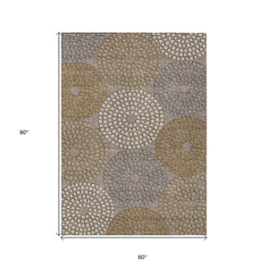 HomeRoots 5' Geometric Washable Area Rug in Taupe, Beige & Green - Durable, Stylish Design for Indoor & Outdoor 5' X 8' 591988