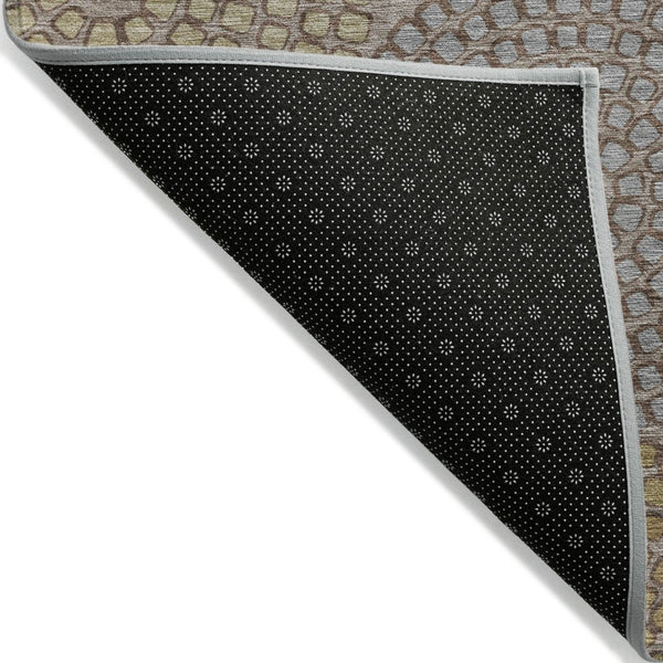 HomeRoots 5' Geometric Washable Area Rug in Taupe, Beige & Green - Durable, Stylish Design for Indoor & Outdoor 5' X 8' 591988