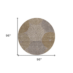 HomeRoots 5' Geometric Washable Area Rug in Taupe, Beige & Green - Durable, Stylish Design for Indoor & Outdoor 8' Round 591989