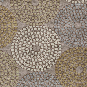 Homeroots 3' Artichoke Green And Brown Geometric Washable Area Rug For Indoor And Outdoor Spaces, Durable Design 10' X 14' Polyester 591992