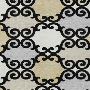 HomeRoots 5' Stylish Trellis Indoor Outdoor Area Rug in Black, Gray & Ivory – Durable, Washable, Versatile! 5' X 8' 591994