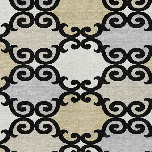 HomeRoots 5' Stylish Trellis Indoor Outdoor Area Rug in Black, Gray & Ivory – Durable, Washable, Versatile! 5' X 8' 591994