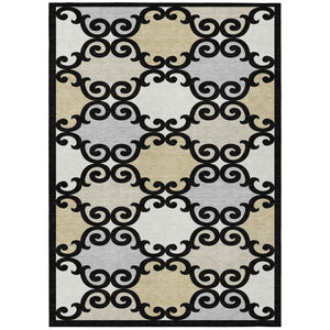 HomeRoots 5' Stylish Trellis Indoor Outdoor Area Rug in Black, Gray & Ivory – Durable, Washable, Versatile! 8' X 10' 591996