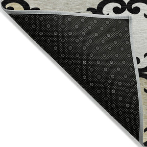 HomeRoots 5' Stylish Trellis Indoor Outdoor Area Rug in Black, Gray & Ivory – Durable, Washable, Versatile! 8' X 10' 591996