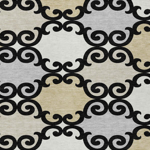 HomeRoots 5' Stylish Trellis Indoor Outdoor Area Rug in Black, Gray & Ivory – Durable, Washable, Versatile! 8' X 10' 591996