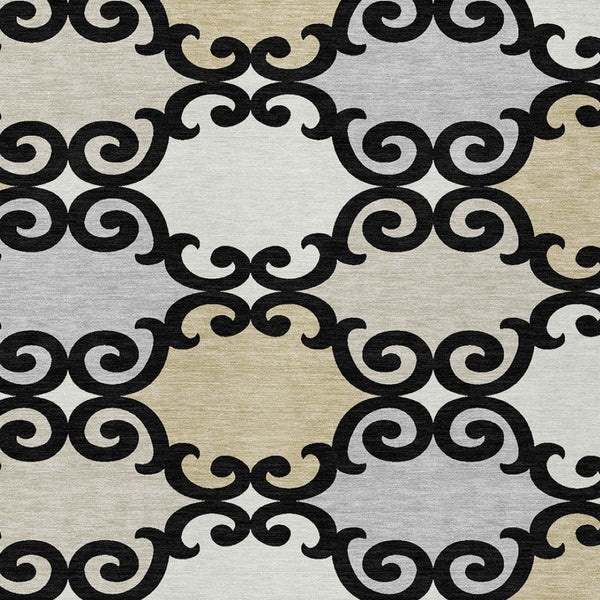 HomeRoots 5' Stylish Trellis Indoor Outdoor Area Rug in Black, Gray & Ivory – Durable, Washable, Versatile! 8' X 10' 591996