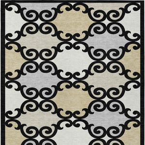 HomeRoots 5' Stylish Trellis Indoor Outdoor Area Rug in Black, Gray & Ivory – Durable, Washable, Versatile! 10' X 14' 591998