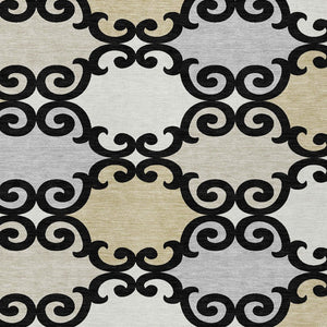HomeRoots 5' Stylish Trellis Indoor Outdoor Area Rug in Black, Gray & Ivory – Durable, Washable, Versatile! 10' X 14' 591998