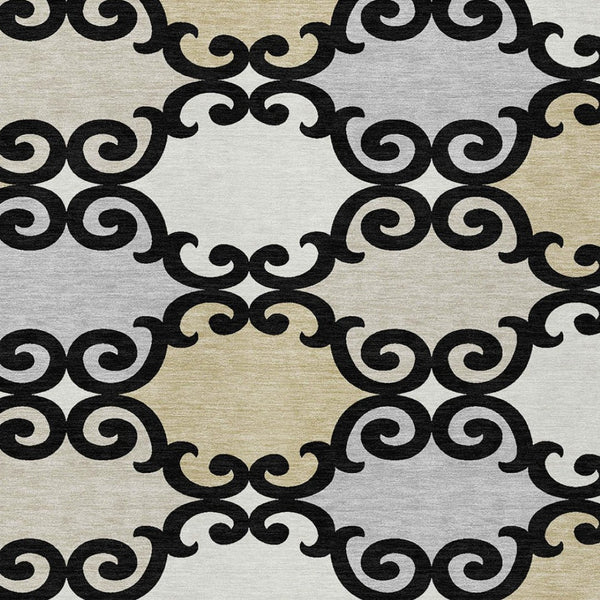 HomeRoots 5' Stylish Trellis Indoor Outdoor Area Rug in Black, Gray & Ivory – Durable, Washable, Versatile! 10' X 14' 591998