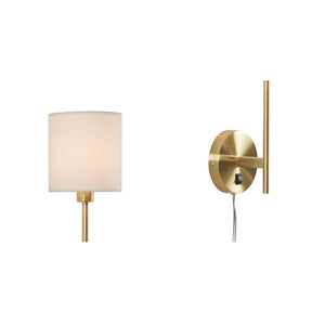 JLA Home 510 Design - Metal Brass Cylinder Wall Sconce Set of 2 — Plug-In Cream Shade Ambient Lighting for Living Rooms FB155-1173