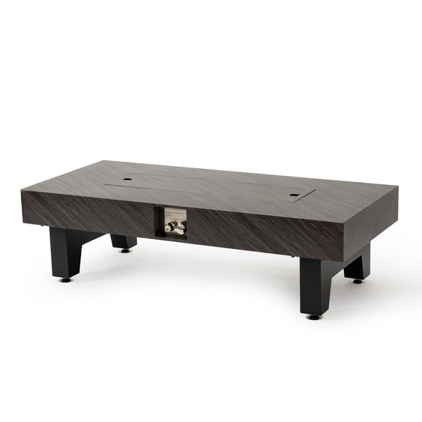 English Elm 54_inch Iron Fire Pit Table Stone Finish with Stainless Burner, Propane Powered, Spacious Patio Centerpiece Black W3131P277181