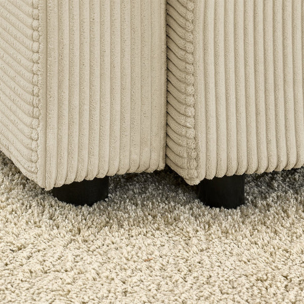 English Elm Modern Sofa Chair With Ottoman, Storage, Cup & Phone Holders – Plush Beige Corduroy For Comfort W1117S00199