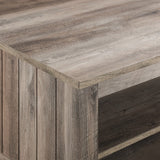 English Elm Walker Edison - Coastal Grooved Panel Coffee Table With Lower Shelf – Grey Wash