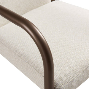 English Elm Modern Gold Accent Iron Frame Dining Arm Chairs Upholstered Set of Two for Elegant Spaces Brown+Beige N771P345830W