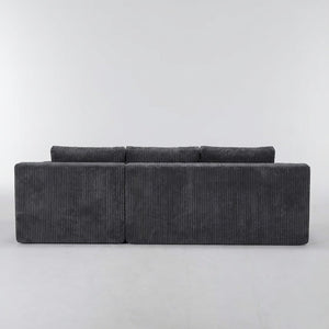 English Elm Corduroy L Shaped Modular Sectional Low Profile Floor Sofa for Living Room W1919S00010