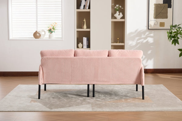 English Elm United We Win Corduroy Loveseat Plush Ergonomic Sofa with Spring Support Metal Legs Pink W1568P410044