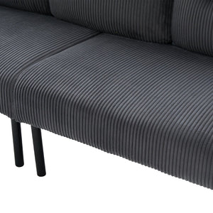 English Elm United We Win Corduroy Loveseat Plush Ergonomic Sofa with Spring Support Metal Legs Carbon Gray W1568P410050