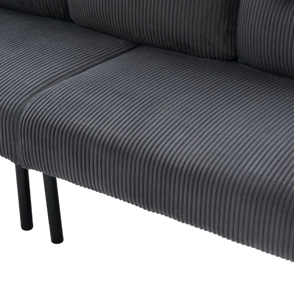English Elm United We Win Corduroy Loveseat Plush Ergonomic Sofa with Spring Support Metal Legs Carbon Gray W1568P410050
