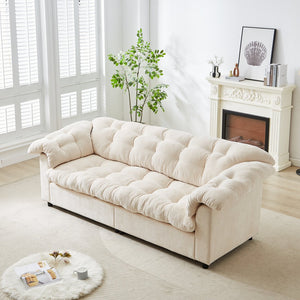 English Elm 99.2" Chenille Modern Deep Seat Sofa with Cloud-Like Cushioning, Zippered Arm Pads & Solid Wood Frame Beige W1193S00152